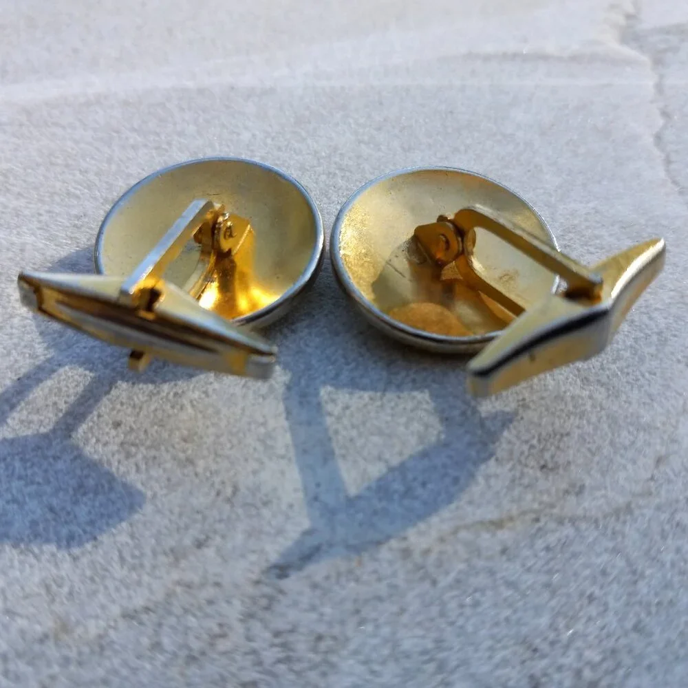 Spanish Damascene Octagram Cufflinks ~ Black & Gold